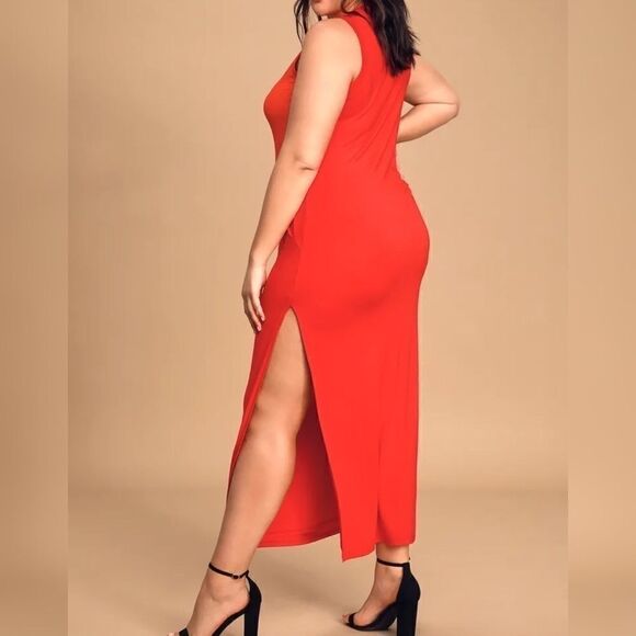Lulu’s 2XL Red Knit Maxi Dress Sleeveless pullover - Picture 1 of 5